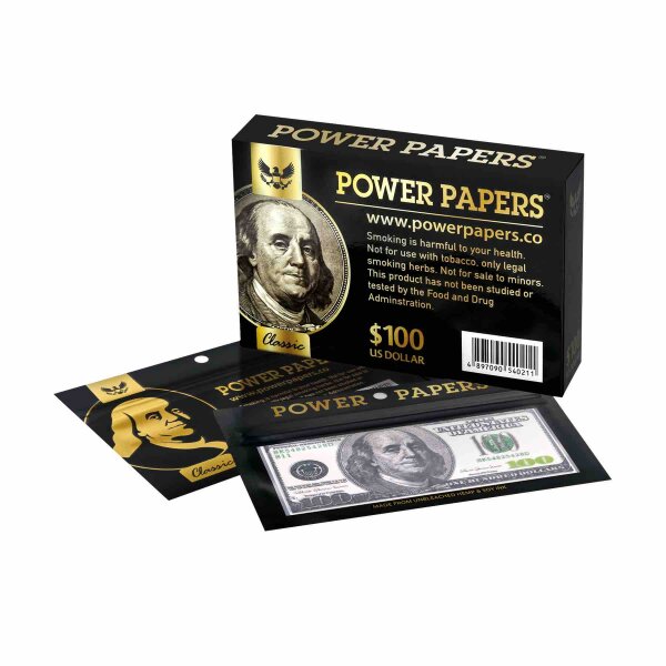 Power Papers 100 DOLLAR - Super King Size + Tips - Box - 12 x 12 St&uuml;ck