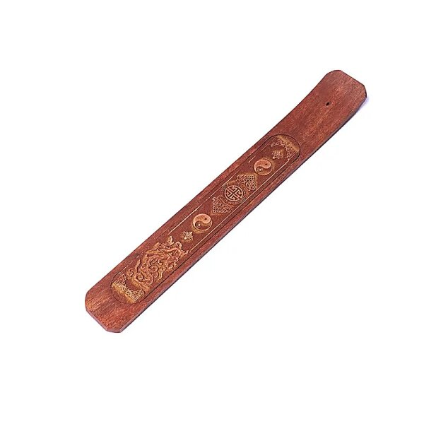 R&auml;ucherst&auml;bchenhalter - Holz mit Gravur - Chinesischer Drachen - 1 St&uuml;ck