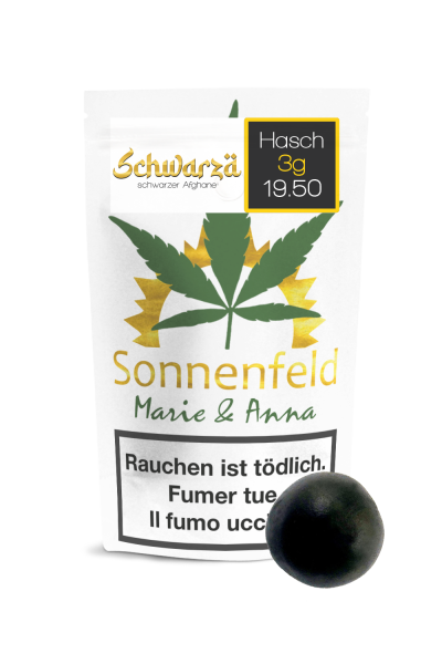 Sonnenfeld - CBD Hasch - Schwarz&auml; - Schwarzer Afghane - 3g