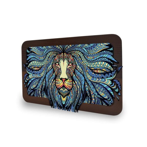 V Syndicate - 3D Wood Rolling Tray - 30 x 18cm - Tribal Lion