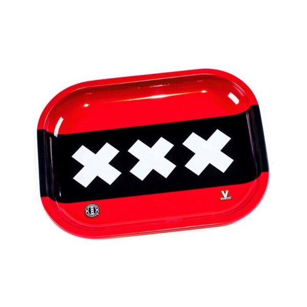 V Syndicate - Metal Rolling Tray - 18 x 14cm - Amsterdam Emblem