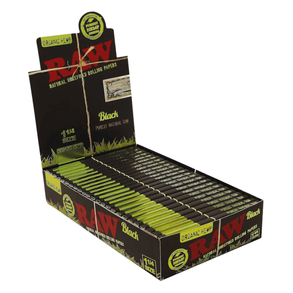 RAW - Black Organic Hemp - 1 1/4 - Display - 24 x 50 St&uuml;ck