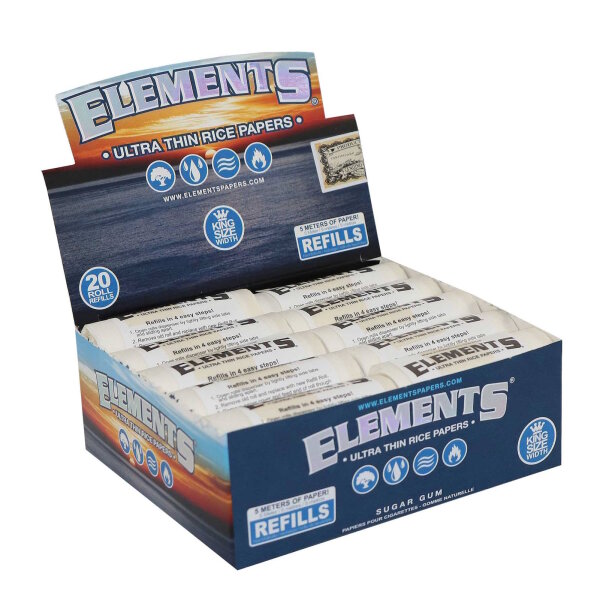ELEMENTS - Rolls - Blue - 1 1/2 King Size Refill - Box - 20 St&uuml;ck