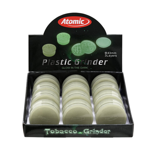 Plastic Grinder - Fluorescent - 43mm - 3 Layers - Display - 12 St&uuml;ck