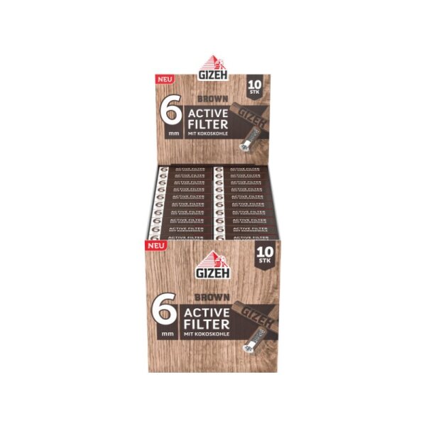 GIZEH - Active Filter 6mm - Brown - Box - 20 x 10 St&uuml;ck