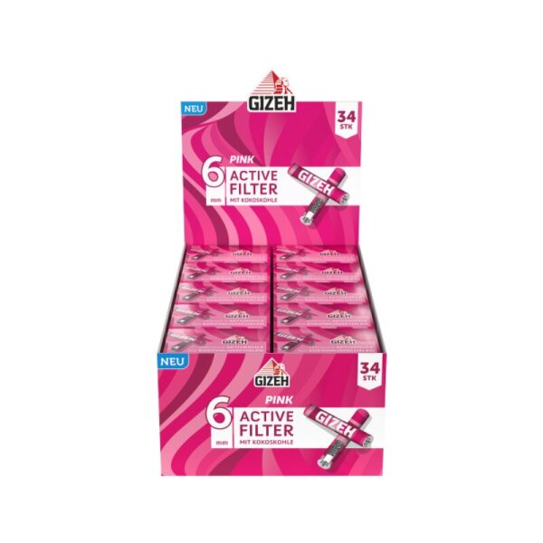 GIZEH - Active Filter 6mm - Pink - Box - 10 x 34 St&uuml;ck