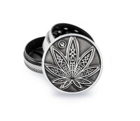 Metal Grinder - 40mm - 3 Layers - Silver - Neon Leaves...