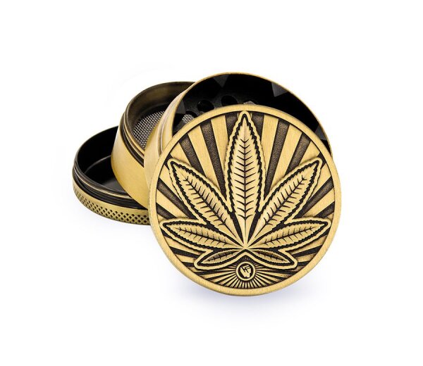 Metal Grinder - 50mm - 4 Layers - Gold - Highlife - Display - 4 Stück