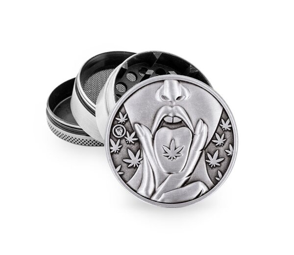 Metal Grinder - 50mm - 4 Layers - Silver - 420 Girl - Display - 4 St&uuml;ck