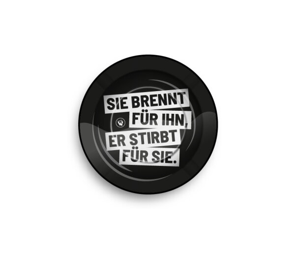 Metal Ashtray - 135mm - Sie Brennt F&uuml;r Ihn - Display - 6 St&uuml;ck