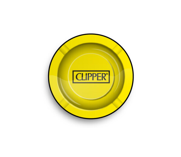 Metal Ashtray - 135mm - Clipper Logo Yel - Display - 6 St&uuml;ck