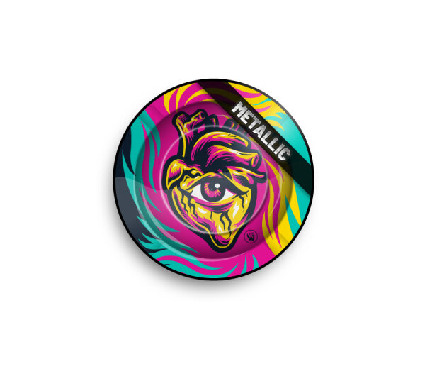 Metal Ashtray - 135mm - Hearts 3/4 metallic - Display - 6 St&uuml;ck