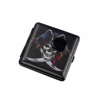 20er Zigarettenetui - Piraten Totenkopf & Flaschen&ouml;ffner - Display - 12 St&uuml;ck