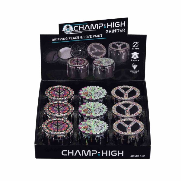 Champ High - Grinder Dripping Peace&Love Paint - 50mm - 4 Layers - Display - 9 St&uuml;ck