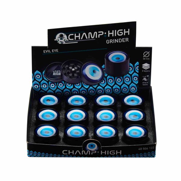 Champ High - Grinder Evil Eye - 40mm - 3 Layers - Display - 12 St&uuml;ck