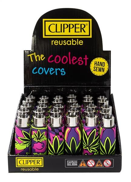 Clipper - Silikon Cover - Neon Leaves - Display - 30 St&uuml;ck