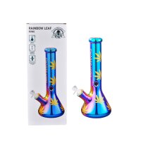Champ High - Glas Bong Rainbow Hemp Leaves - 40mm - 35cm
