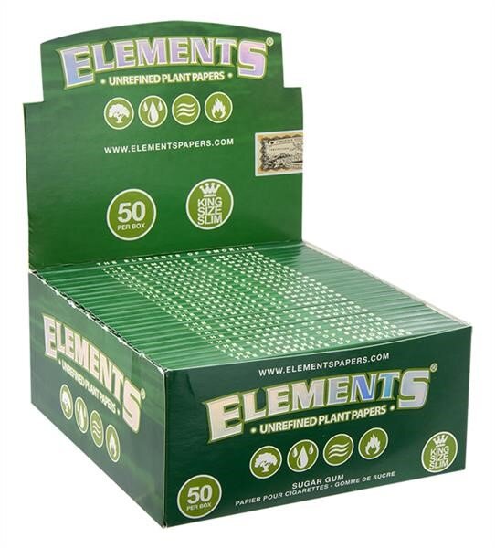 ELEMENTS - Papers - Green - King Size Slim - Box - 50 x 32 St&uuml;ck
