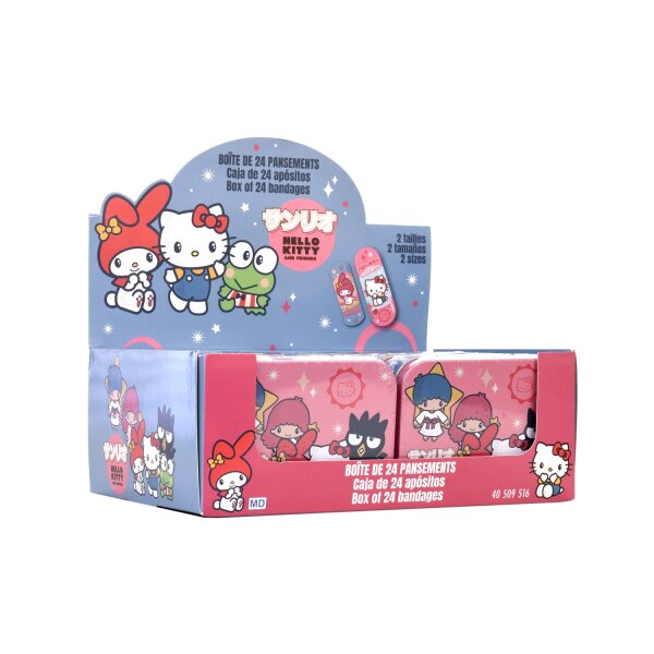 Pflaster in Metalldose - Hello Kitty & Friends - 2 Gr&ouml;ssen / 24 St&uuml;ck - Display - 12 St&uuml;ck