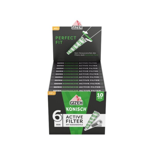 GIZEH - Active Filter konisch - Black - Box - 20 x 10 St&uuml;ck