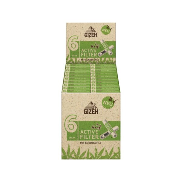 GIZEH - Active Filter 6mm - Hanf & Gras - Box - 20 x 10 St&uuml;ck