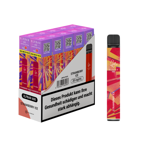 Elf Bar - 600 - 20mg/ml - Streetparade Edition - Strawberry Ice
