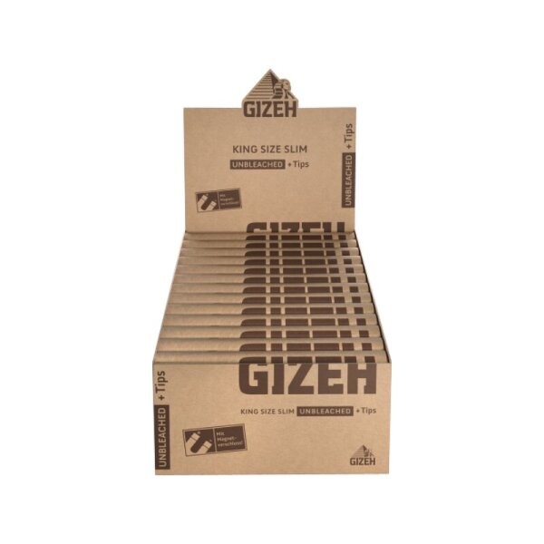 GIZEH - King Size Slim + Tips - Unbleached - Box - 26 St&uuml;ck