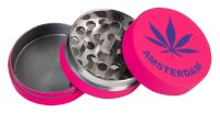 Grinder Alu Pink Hemp Leaf - 40mm - 3 Layers - Display - 12 Stück