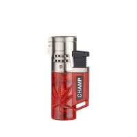 Champ - Hemp Leaf Feuerzeug mit 2 blauen Flammen - Display - 12 St&uuml;ck