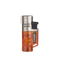 Champ - Hemp Leaf Feuerzeug mit 2 blauen Flammen - Display - 12 St&uuml;ck