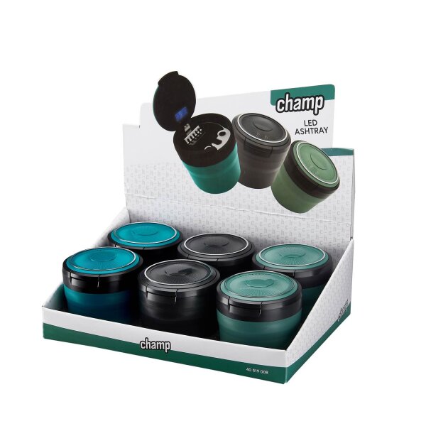Mini Auto Aschenbecher mit LED Beleuchtung - Display - 6 St&uuml;ck
